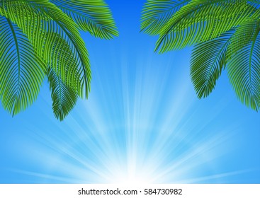 Background of Tropical Leaves. Suitable for nature concept, vacation, and summer holiday. Vector Illustration