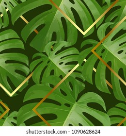 Background with tropical palm leaves. Exotic tropical plants. Illustration of jungle nature.
