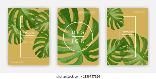 Background with tropical palm leaves. Exotic tropical plants. Illustration of jungle nature.