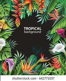 Antecedentes con plantas tropicales y flores