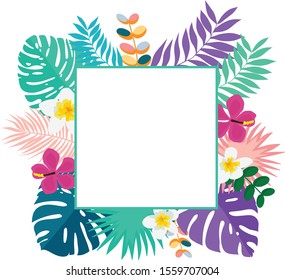 
Background tropics. Leaves frame. Wallpaper. Design for sites, crafts with children, scrapbooking and decoupage, crafts.