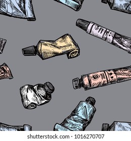 Background of tubes of art paint