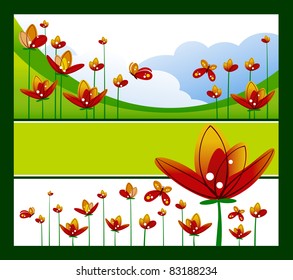 background with tulips and butterfly