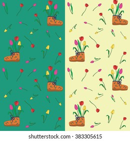 background tulips in shoes