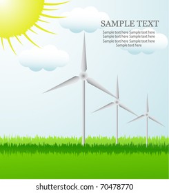 background with turbine and sun
