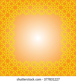 Background with Turkish flower  pattern. Background for greeting card, presentation, card, flyer and brochure. Yellow Light Background geometric round pattern. Vector illustration