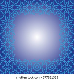 Background with Turkish flower  pattern. Background for greeting card, presentation, card, flyer and brochure. Blue Light Background geometric round pattern. Vector illustration