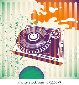 Background with turntable. Vector illustration.