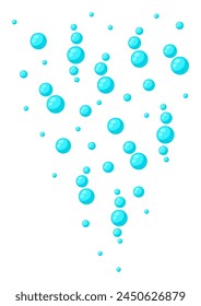 Background with turquoise bubbles. Abstract air balls in liquid.