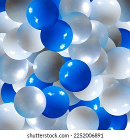 Background from Turquoise, White, gray and Blue Balls of Bead, nail decoration caviar