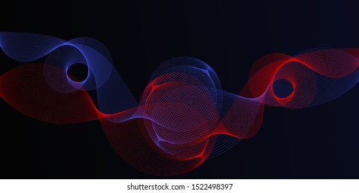 background with two abstract waves flowing red and blue