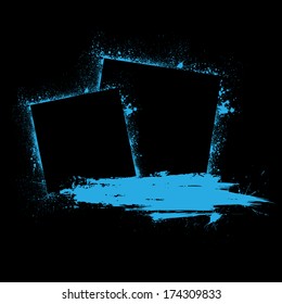 Background with two blue ink blots frames. eps10