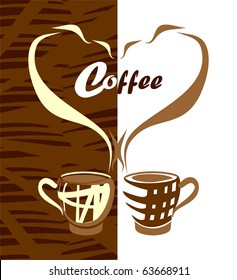 background with two coffee cups easy to modify