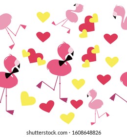 background of two flamingos in love