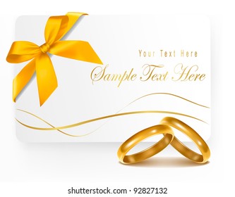 Background with two gold wedding rings. Vector illustration.