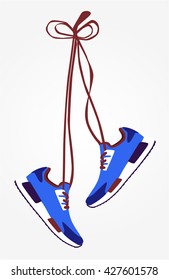 Background of Two Running shoes. Bright Sport sneakers symbols. Vector illustration.