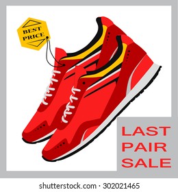 Background of two running shoes. Vector illustration.