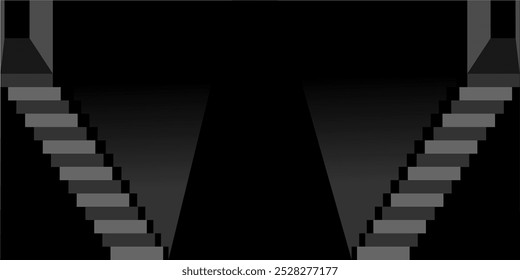 background of two stairs and dark black gray door