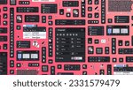 Background of typographic processing tools. Settings for Page Layout and Publishing. Designer bg. Set of icon panels and tools for printing designers. Buttons and icons for polygraphy. Toolbar.