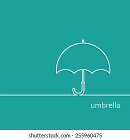 Background with Umbrella outline contour vector with shadow and space for text. Flat design. Icon