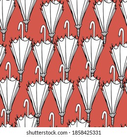 Background with an umbrella. Umbrella from the rain. Coloring book for children and adults. Suitable for wallpapers, banners, coloring, design paper, packaging. Handmade children's graphics. Isolate. 