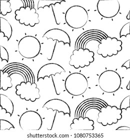 background umbrella sun rainbow and clouds