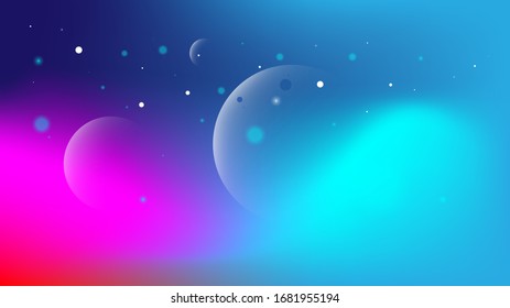 The background of the universe and its planet. Background with modern isometric style and gradation colors, used for posters or banners.