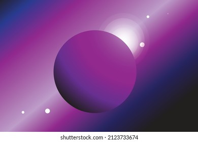 Background of the universe. Saturn is a real star that shines brightly. Purple galaxy as a backdrop. Vector illustration of space. It's a starry night. Concept of a vast universe.