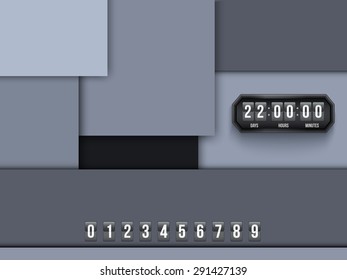 Background Unusual modern material design. Coming Soon and countdown timer. Abstract Vector Illustration. 