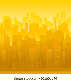 background  with urban modern landscape, skyscrapers and sunset