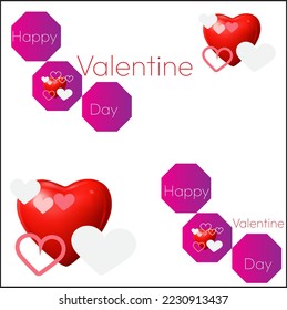 Background valentine day hexagon.Isometric Map pointer with heart icon isolated on orange and pink background.