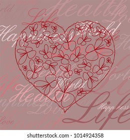 Background Valentine holiday love life happiness butterfly. Vector illustration