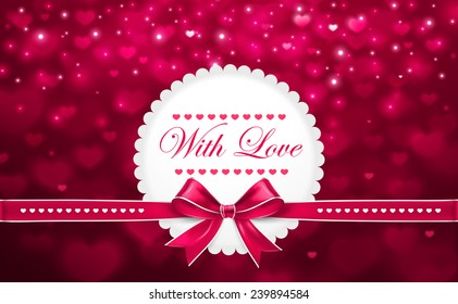 Background for Valentine's Day with bow. Vector illustration