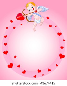 Fundo de um cupido de Dia dos Namorados pronto para atirar em sua flecha