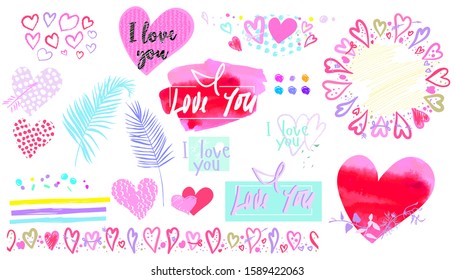 background for Valentine's day, Doodle elements and different hearts to create hearts design for Valentine's day