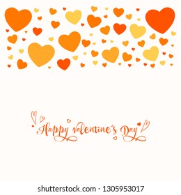 Background to the Valentine's day. Happy Valentine's Day. Horizontal hearts. Orange color.