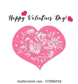Background with Valentines day heart. Hand drawn sketches  vector illustration