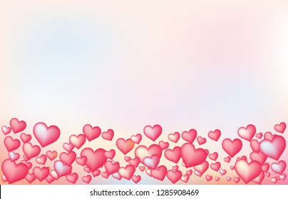 background to valentines day. hearts of different sizes on a light background in pastel colors.