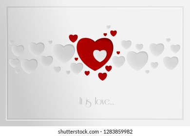 Background to Valentines Day. An interesting composition of hearts of various sizes and colors.