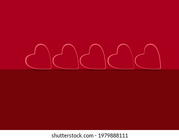 Background for Valentine's Day. Vector illustration depicting red hearts