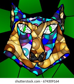 background variation vwth abstract image of colored head of wolf