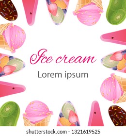 Background a variety of ice cream on a white background. Vector