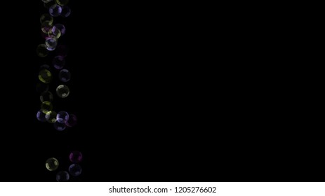 Background with a variety of multi-colored translucent soap bubbles.