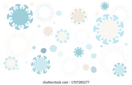 Background with various Coronavirus cells. Covid-19 biology bacterial illustration concept. Flat vector.
