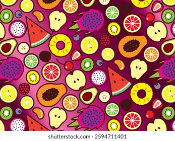Background of various cut fruits