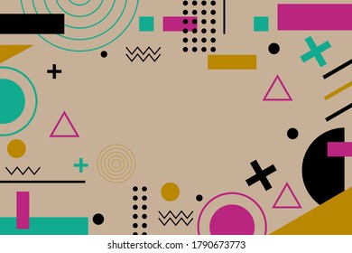 fondo con varias formas, círculos, cuadrados, líneas y otras formas. con colores y gradientes azules, rojos, verdes, blancos