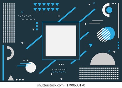 background with various shapes, circles, squares, lines, and various other shapes. with colors and gradients that have blue, red, green, white