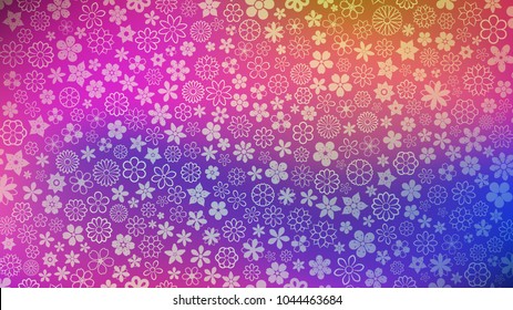Background of various small flowers in purple and blue colors