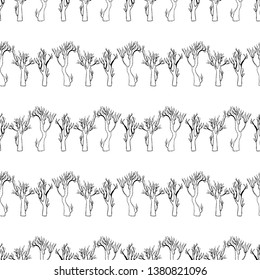 Background of various trees outlines