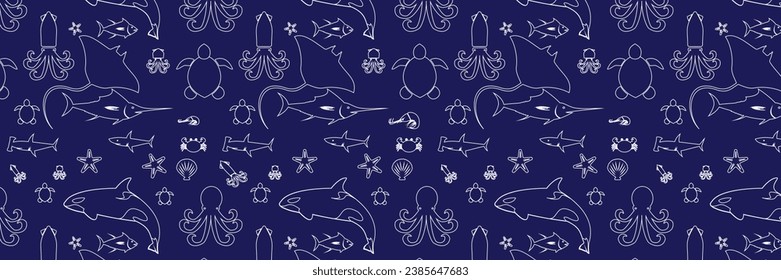 background of various types of sea fish, vector eps 10 design